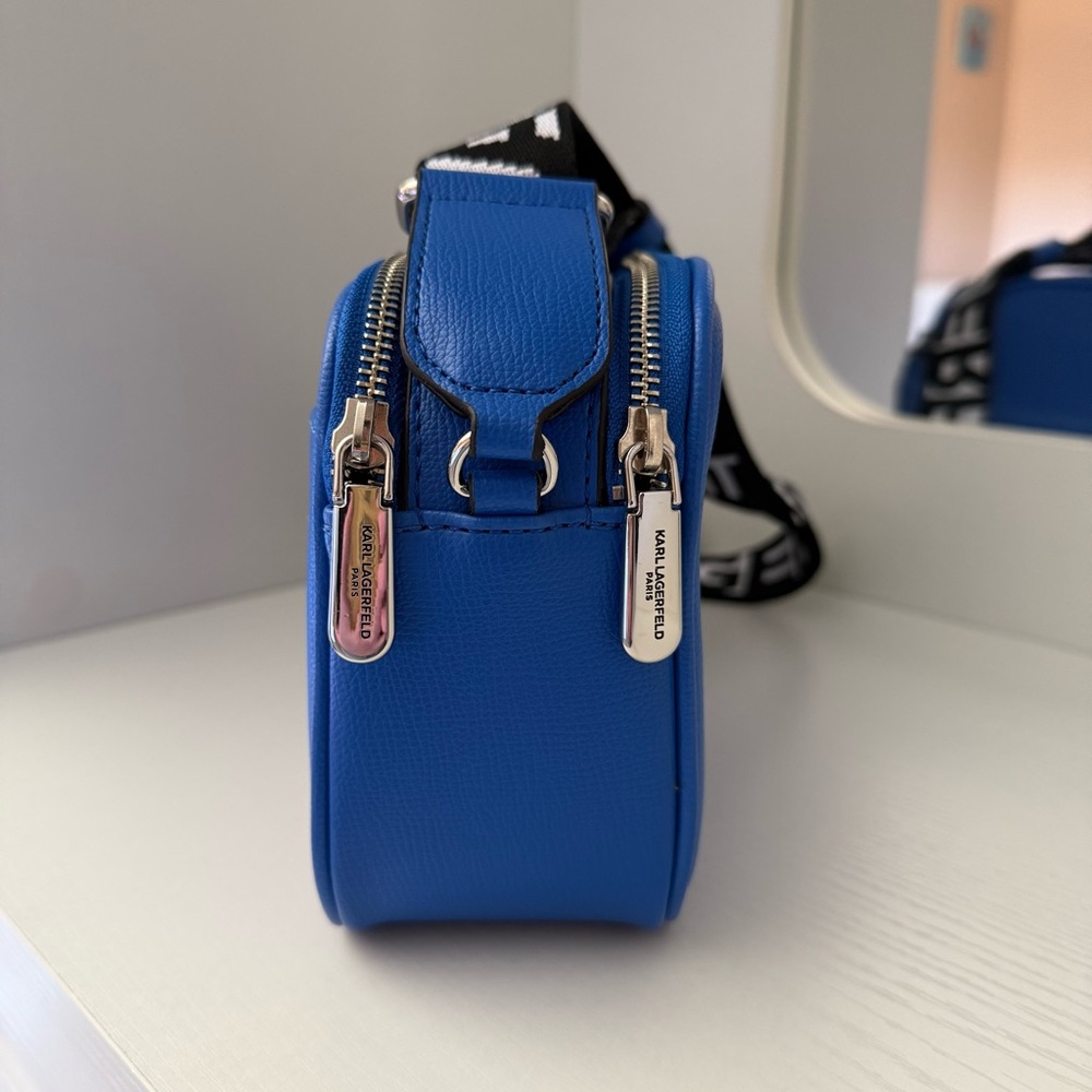 Karl Lagerfeld Paris Maybelle Crossbody - Cobalt Blue - Logo Strap - Picture 3 of 12
